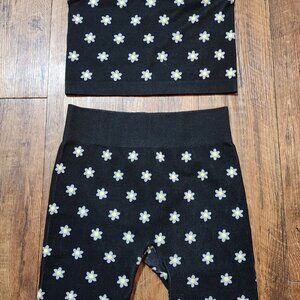 No Boundaries Black and Daisy Print Biker Set